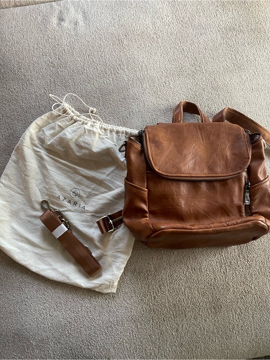 Azaria Handbags - Azaria Tan Vegan Leather Baby Diaper Bag